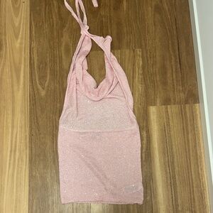 Edikted Pink Halter backless dress